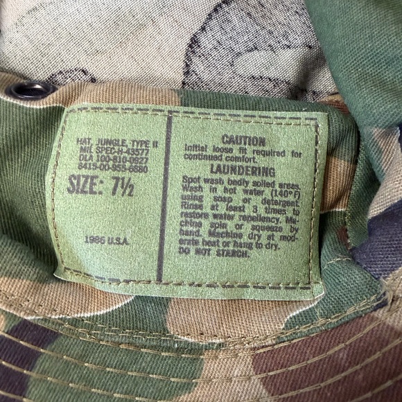 Jungle Bucket Hat Vintage Unisex 1986 Camouflage Size 7 1/2 - Picture 6 of 9
